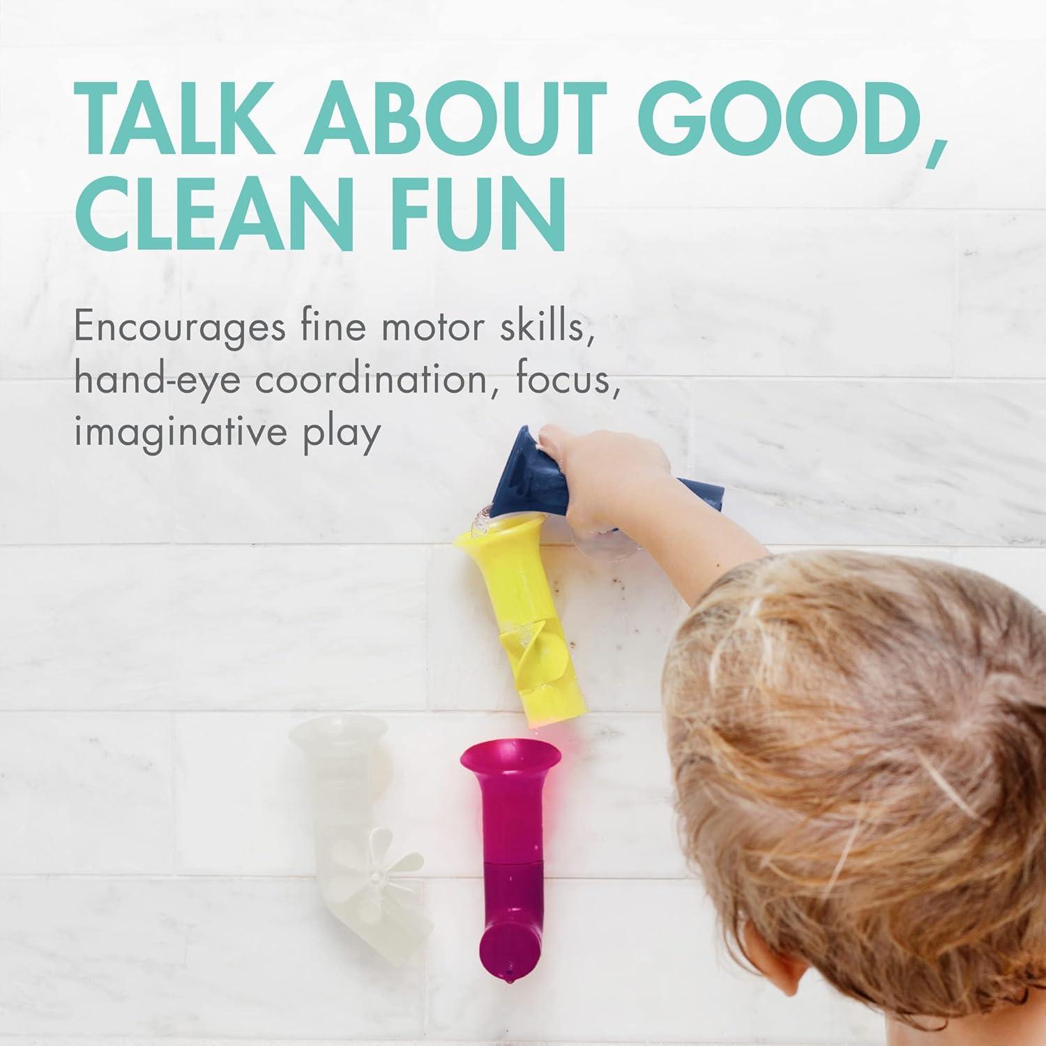 imageBoon Pipes Toddler Bath Toys  Interactive Toddler Sensory Toys  Suction Bath Toys for Hand Eye Coordination and Fine Motor Skills  Multicolored  5 Count Ages 12 Months and UpGray