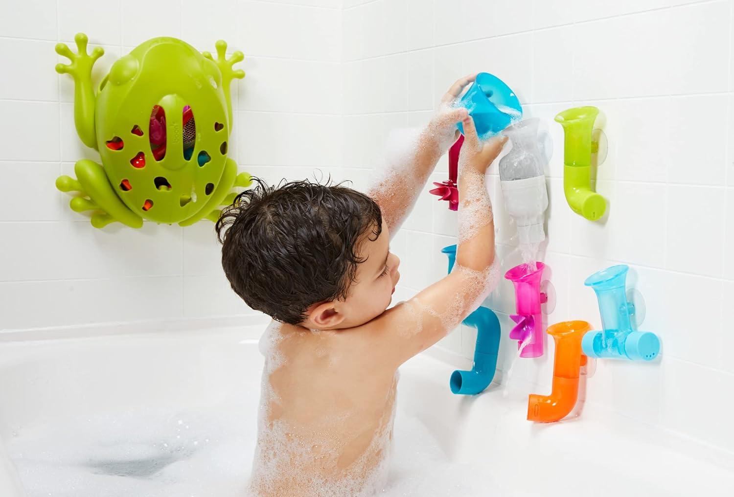 imageBoon Pipes Toddler Bath Toys  Interactive Toddler Sensory Toys  Suction Bath Toys for Hand Eye Coordination and Fine Motor Skills  Multicolored  5 Count Ages 12 Months and UpBlue
