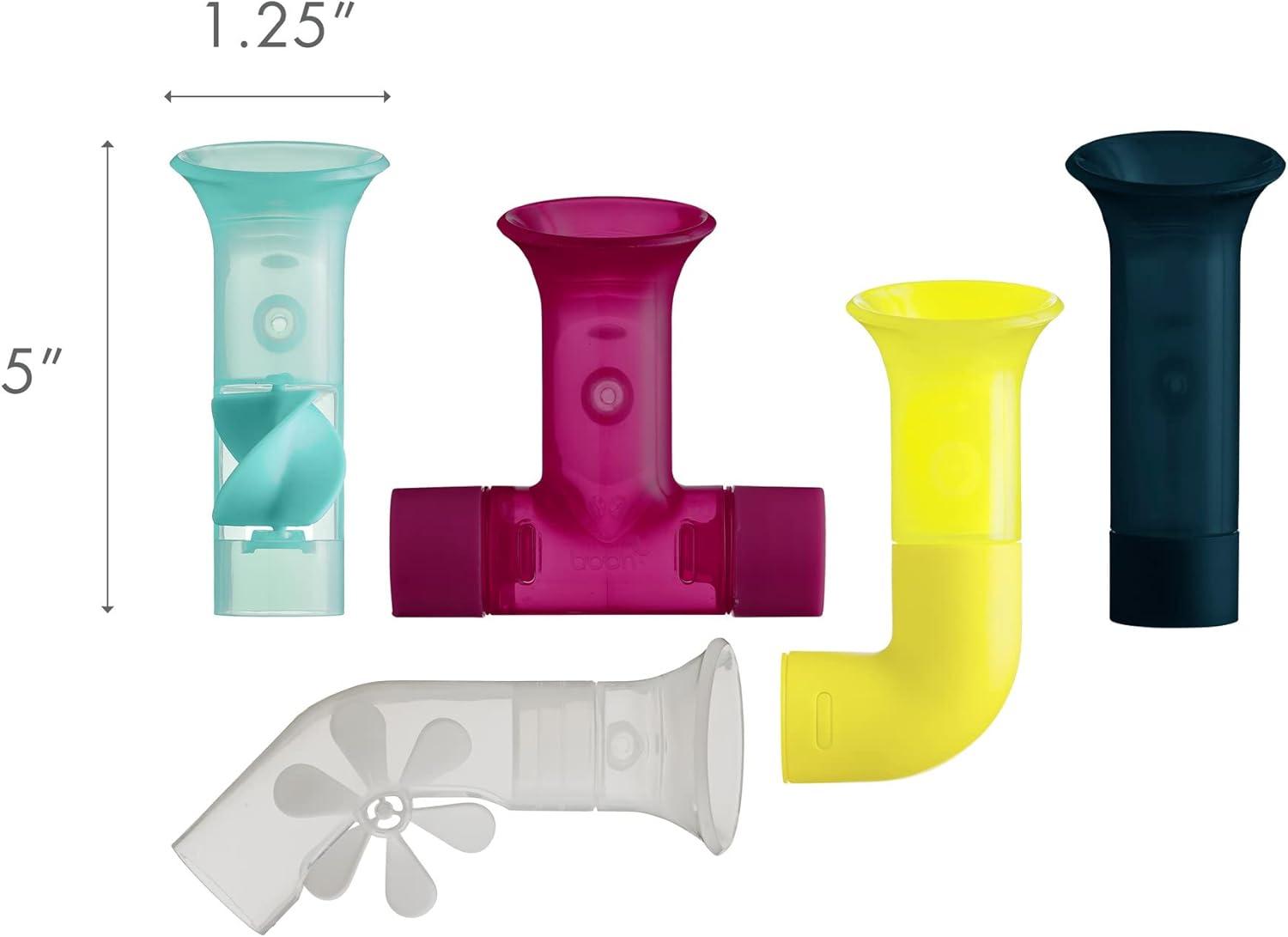 imageBoon Pipes Toddler Bath Toys  Interactive Toddler Sensory Toys  Suction Bath Toys for Hand Eye Coordination and Fine Motor Skills  Multicolored  5 Count Ages 12 Months and UpGray