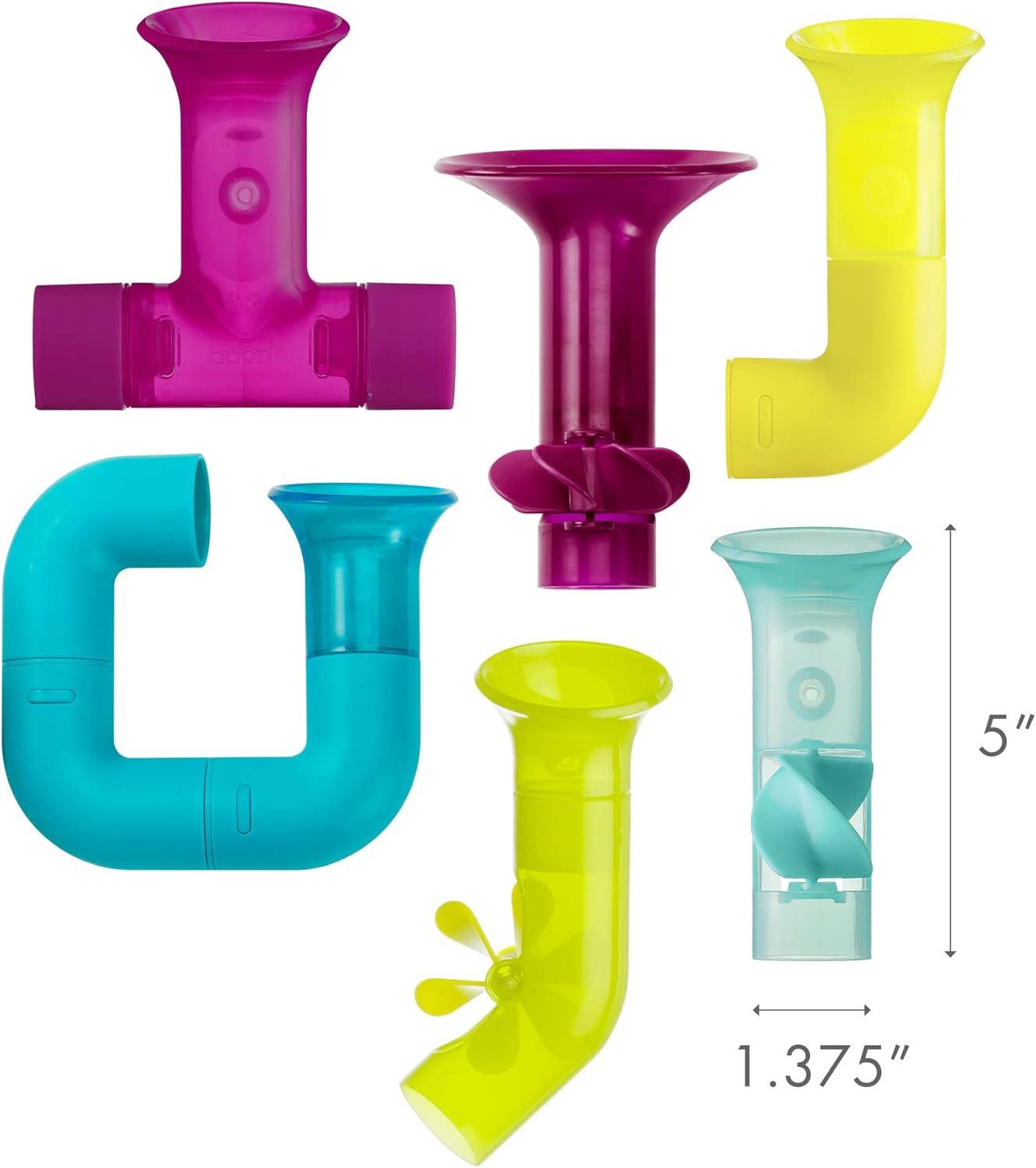 imageBoon Pipes Toddler Bath Toys  Interactive Toddler Sensory Toys  Suction Bath Toys for Hand Eye Coordination and Fine Motor Skills  Multicolored  5 Count Ages 12 Months and UpPurple