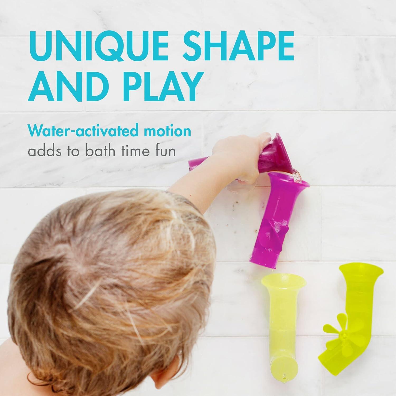 imageBoon Pipes Toddler Bath Toys  Interactive Toddler Sensory Toys  Suction Bath Toys for Hand Eye Coordination and Fine Motor Skills  Multicolored  5 Count Ages 12 Months and UpPurple