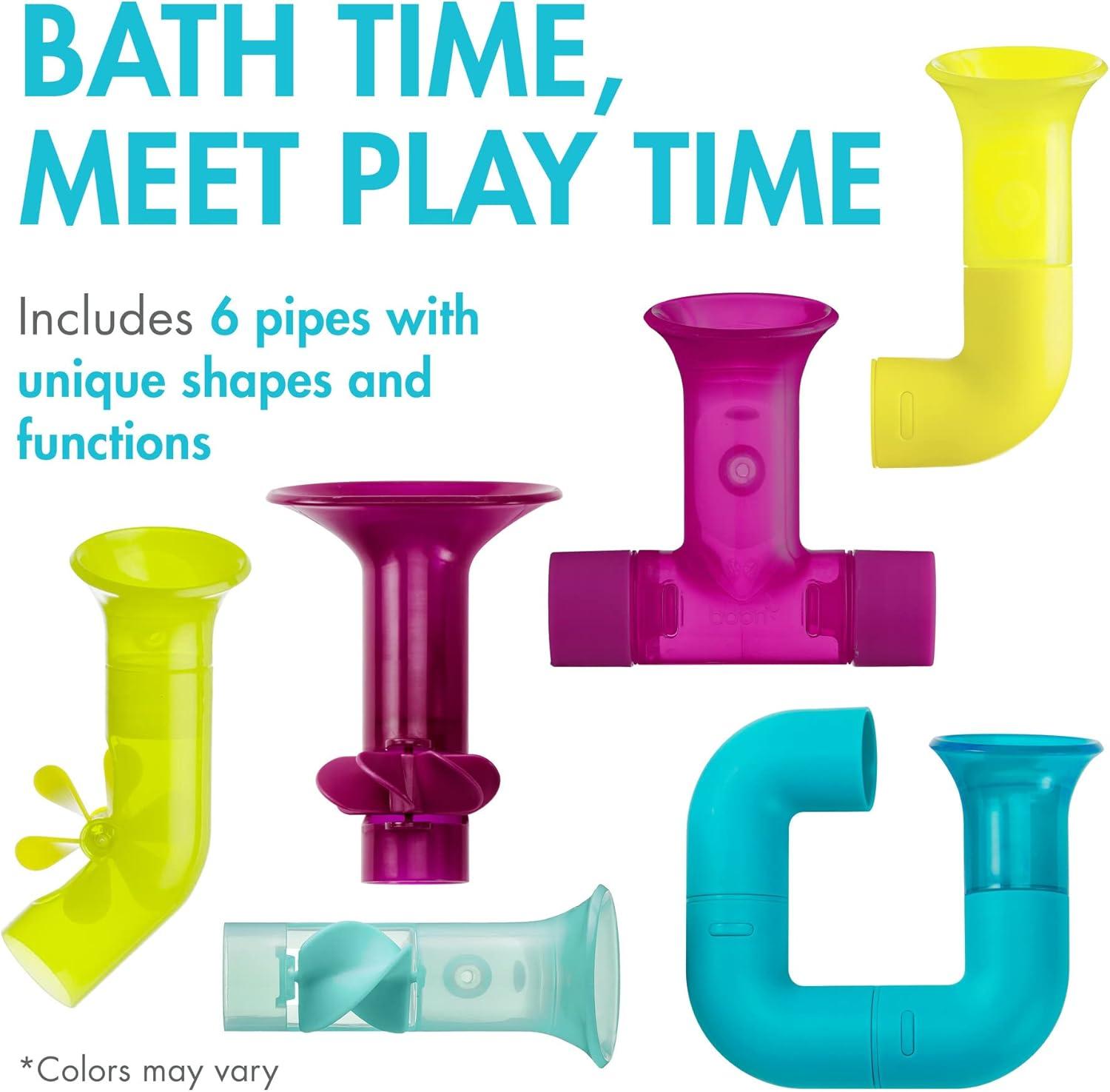 imageBoon Pipes Toddler Bath Toys  Interactive Toddler Sensory Toys  Suction Bath Toys for Hand Eye Coordination and Fine Motor Skills  Multicolored  5 Count Ages 12 Months and UpPurple