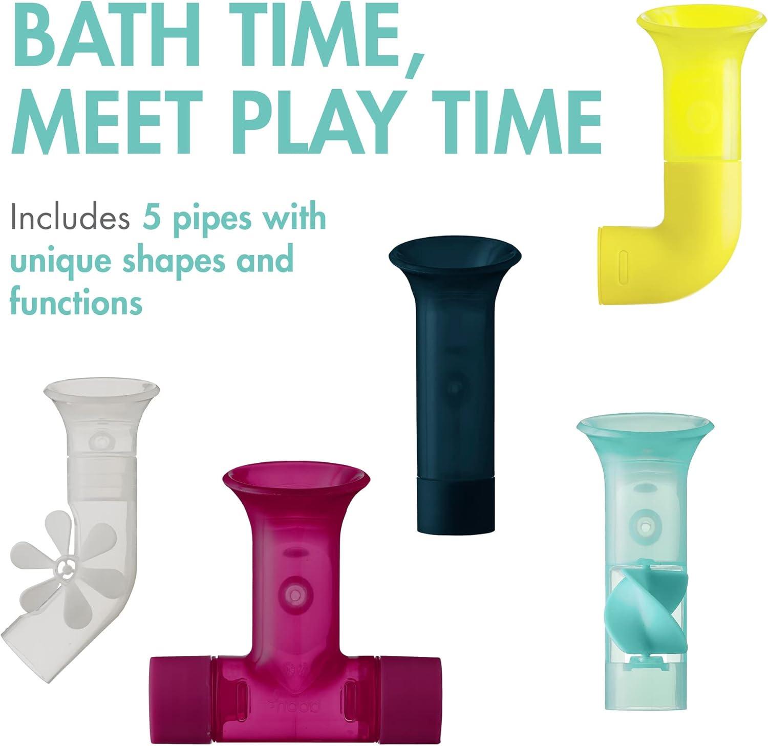 imageBoon Pipes Toddler Bath Toys  Interactive Toddler Sensory Toys  Suction Bath Toys for Hand Eye Coordination and Fine Motor Skills  Multicolored  5 Count Ages 12 Months and UpGray