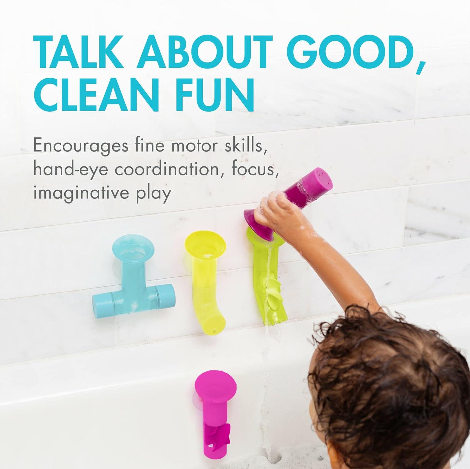 imageBoon Pipes Toddler Bath Toys  Interactive Toddler Sensory Toys  Suction Bath Toys for Hand Eye Coordination and Fine Motor Skills  Multicolored  5 Count Ages 12 Months and UpPurple
