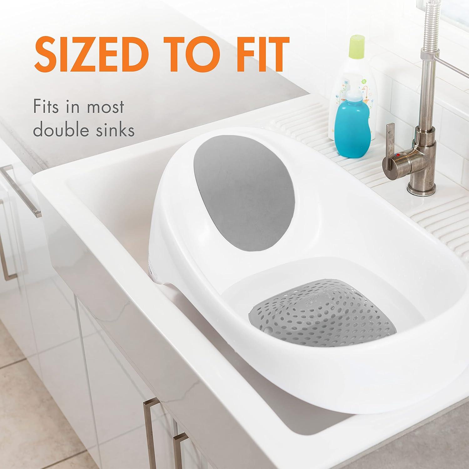 imageBoon Soak 3 Stage Baby Bathtub  Baby Bath Tub with Three Support Positions for Newborn to Toddlers  Color Changing Drain Plug for Ideal Bath Temperature  Gray  Ages 0 to 18 Months and UpWhite