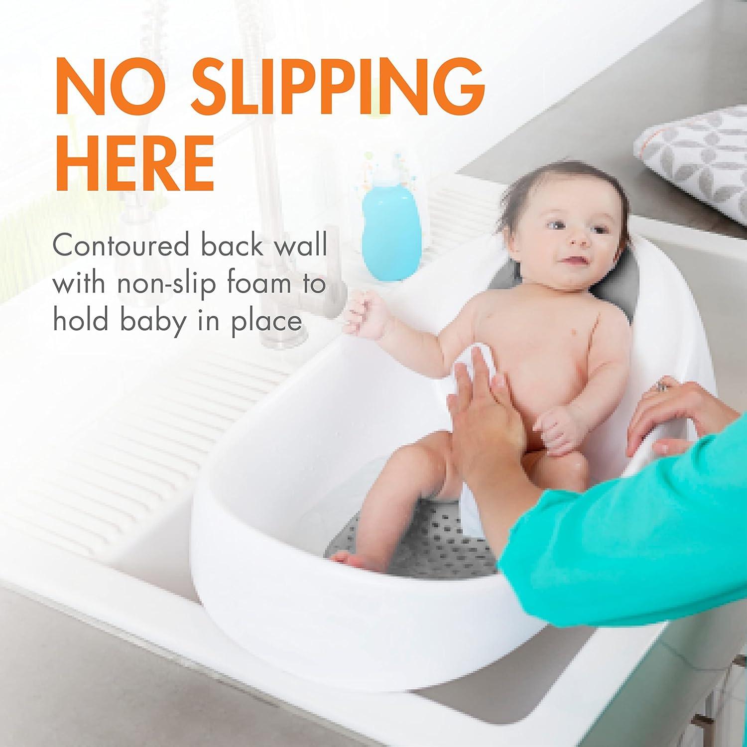 imageBoon Soak 3 Stage Baby Bathtub  Baby Bath Tub with Three Support Positions for Newborn to Toddlers  Color Changing Drain Plug for Ideal Bath Temperature  Gray  Ages 0 to 18 Months and UpWhite