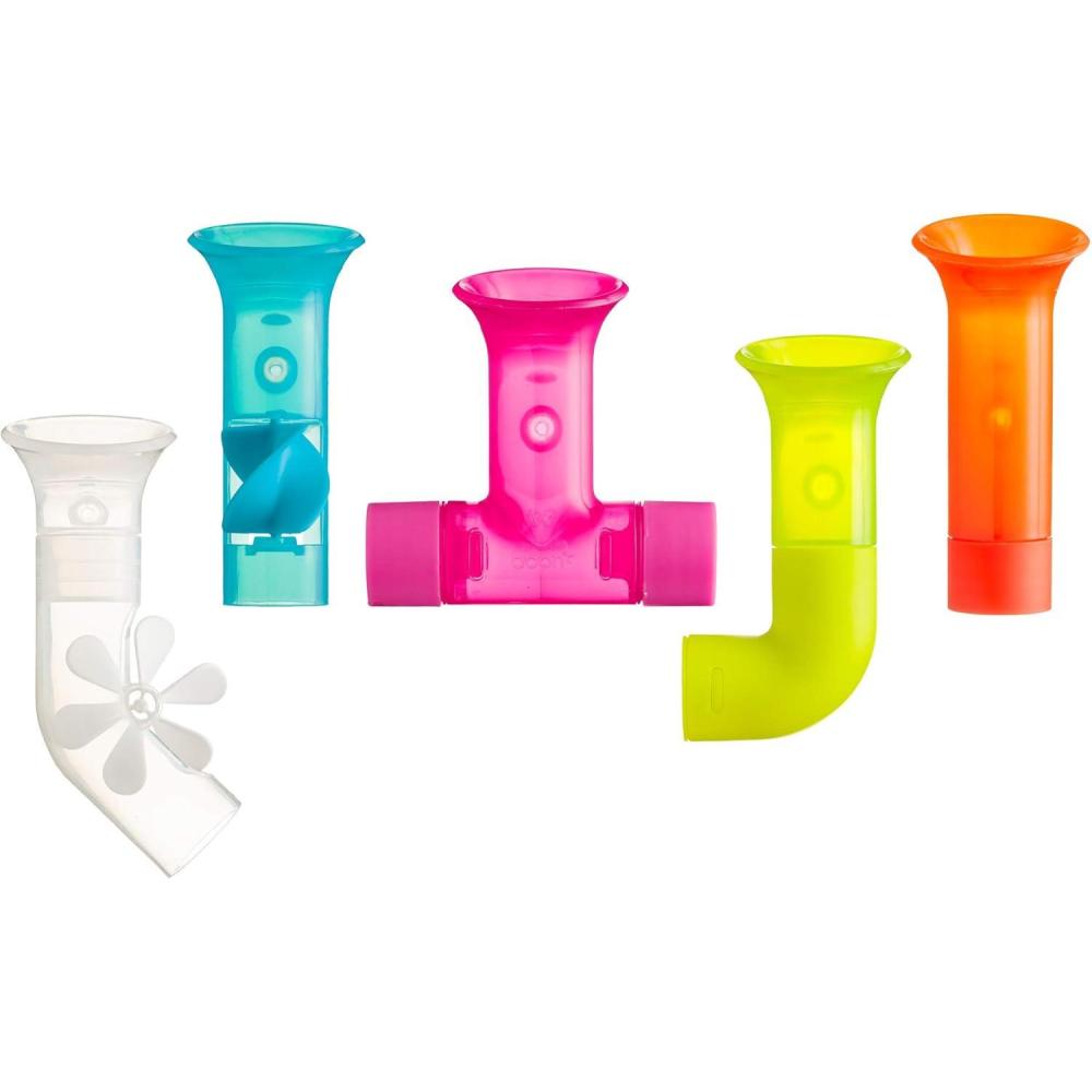imageBoon Pipes Toddler Bath Toys  Interactive Toddler Sensory Toys  Suction Bath Toys for Hand Eye Coordination and Fine Motor Skills  Multicolored  5 Count Ages 12 Months and UpBlue