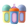 imageBoon Nursh Reusable Silicone Pouch Baby Bottles  Medium Flow Nipple  Silicone Baby Bottle Pouch and Nipple  Baby Feeding Essentials  Mint  36 Months  3 Count  8 OunceColor Block