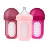 imageBoon Nursh Reusable Silicone Pouch Baby Bottles  Medium Flow Nipple  Silicone Baby Bottle Pouch and Nipple  Baby Feeding Essentials  Mint  36 Months  3 Count  8 OuncePink