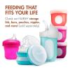 imageBoon Nursh Reusable Silicone Pouch Baby Bottles  Medium Flow Nipple  Silicone Baby Bottle Pouch and Nipple  Baby Feeding Essentials  Mint  36 Months  3 Count  8 OunceSpeckle