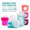 imageBoon Nursh Reusable Silicone Pouch Baby Bottles  Medium Flow Nipple  Silicone Baby Bottle Pouch and Nipple  Baby Feeding Essentials  Mint  36 Months  3 Count  8 OunceBlue