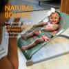 imageBoon Slant Portable Baby Bouncer  Folding Baby Seat for Infants  Lightweight Portable Baby Chair with Machine Washable Fabric and 3Point Harness  Dark GreenDark Green