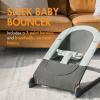imageBoon Slant Portable Baby Bouncer  Folding Baby Seat for Infants  Lightweight Portable Baby Chair with Machine Washable Fabric and 3Point Harness  Dark GreenGray