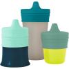imageBoon Snug Silicone Sippy Cup Lids  Convert Kids Cups or Toddler Cups into Sippy Cups  Toddler Feeding Supplies  3 Count  MultiGreen