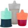 imageBoon Snug Silicone Sippy Cup Lids  Convert Kids Cups or Toddler Cups into Sippy Cups  Toddler Feeding Supplies  3 Count  MultiMint