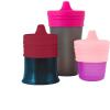 imageBoon Snug Silicone Sippy Cup Lids  Convert Kids Cups or Toddler Cups into Sippy Cups  Toddler Feeding Supplies  3 Count  MultiPink