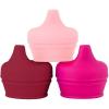 imageBoon Snug Silicone Sippy Cup Lids  Convert Kids Cups or Toddler Cups into Sippy Cups  Toddler Feeding Supplies  3 Count  MultiPink