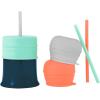 imageBoon Snug Straw Universal Silicone Straw Lids  Multi 3pk PinkMint
