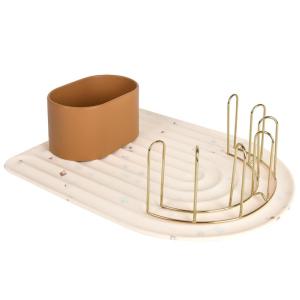 imageBoon ARC Modular Baby Bottle Drying Rack  Includes Silicone Drying Mat Accessory Cup and 7Prong Wire Bottle Rack  Baby Essentials