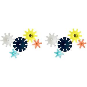 imageBoon Cogs Baby Bath Toys  Spinning Gear Themed Sensory Baby Toys for Bathtub  Suction Toys for Bathtub Walls  Navy and Yellow  5 Count  Ages 12 Months and UpPack of 10