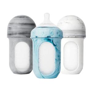 imageBoon Nursh Reusable Silicone Pouch Baby Bottles  Medium Flow Nipple  Silicone Baby Bottle Pouch and Nipple  Baby Feeding Essentials  Mint  36 Months  3 Count  8 OunceTie Dye
