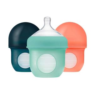 imageBoon Nursh Reusable Silicone Pouch Baby Bottles  Medium Flow Nipple  Silicone Baby Bottle Pouch and Nipple  Baby Feeding Essentials  Mint  36 Months  3 Count  8 OunceMint