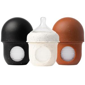 imageBoon Nursh Reusable Silicone Pouch Baby Bottles  Medium Flow Nipple  Silicone Baby Bottle Pouch and Nipple  Baby Feeding Essentials  Mint  36 Months  3 Count  8 OunceSpeckle