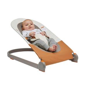 imageBoon Slant Portable Baby Bouncer  Folding Baby Seat for Infants  Lightweight Portable Baby Chair with Machine Washable Fabric and 3Point Harness  Dark GreenTan