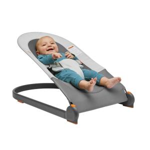 imageBoon Slant Portable Baby Bouncer  Folding Baby Seat for Infants  Lightweight Portable Baby Chair with Machine Washable Fabric and 3Point Harness  Dark GreenGray