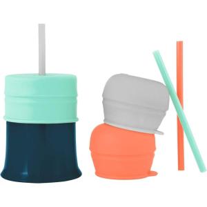 imageBoon Snug Straw Universal Silicone Straw Lids  Multi 3pk PinkMint