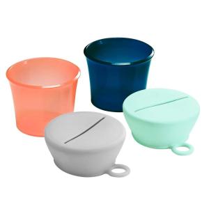 imageBoon Snug Toddler Snack Containers with Lids  Includes 2 Lids and 2 Baby and Toddler Spill Proof Cups for Snacks  Toddler Snack Cups for Home and Travel Essentials  Pink and BlueMint