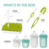 imageBoon NURSH Silicone Bottles and Grass Bundle Bottles ampamp Cleaning Accessories Starter SetSquare Drying Rack with Bottles