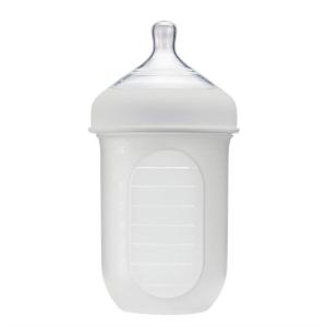 imageBoon Nursh Reusable Silicone Baby Bottle with Collapsible Silicone Pouch Design  Everyday Baby Essentials  Stage 2 Medium Flow Baby Bottles  Gray  8 Oz1 Count Pack of 1
