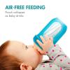 image:imageBoon Nursh Reusable Silicone Baby Bottles with Conversion Straw Sippy Cup Lids  Stage 2 Medium Flow Nipples  Blue  8 Oz  3 Count