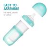 image:imageBoon Nursh Reusable Silicone Baby Bottles with Conversion Straw Sippy Cup Lids  Stage 2 Medium Flow Nipples  Blue  8 Oz  3 Count