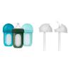 image:imageBoon Nursh Reusable Silicone Baby Bottles with Conversion Straw Sippy Cup Lids  Stage 2 Medium Flow Nipples  Blue  8 Oz  3 Count