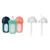 image:imageBoon Nursh Silicone Baby Bottles with Straw Sippy Cup Lids  Stage 2 Medium Flow  Mint  3 Count 8 Oz Bottles and 2 Count Conversion Tops
