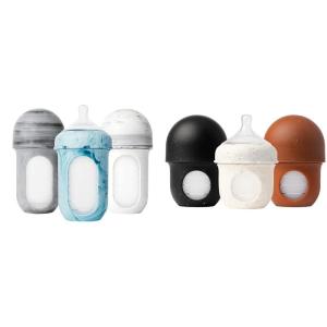 image:imageBoon Nursh Reusable Silicone Baby Bottles with Pouch  Stage 1 Slow Flow  4 Oz  3 Count  Extra Slow Silicone Nipples 3 PackTie dye